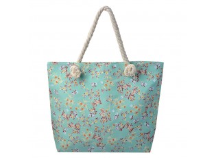 Zelená plážová taška s květy Floralik - 43*33 cm