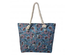 Modrá plážová taška s květy Floralik - 43*3*33 cm