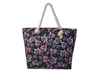 Černá plážová taška s květy Floralik - 43*3*33 cm