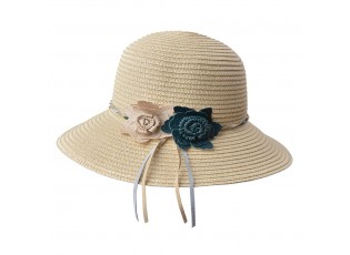 Béžový sluneční dámský klobouk s květy