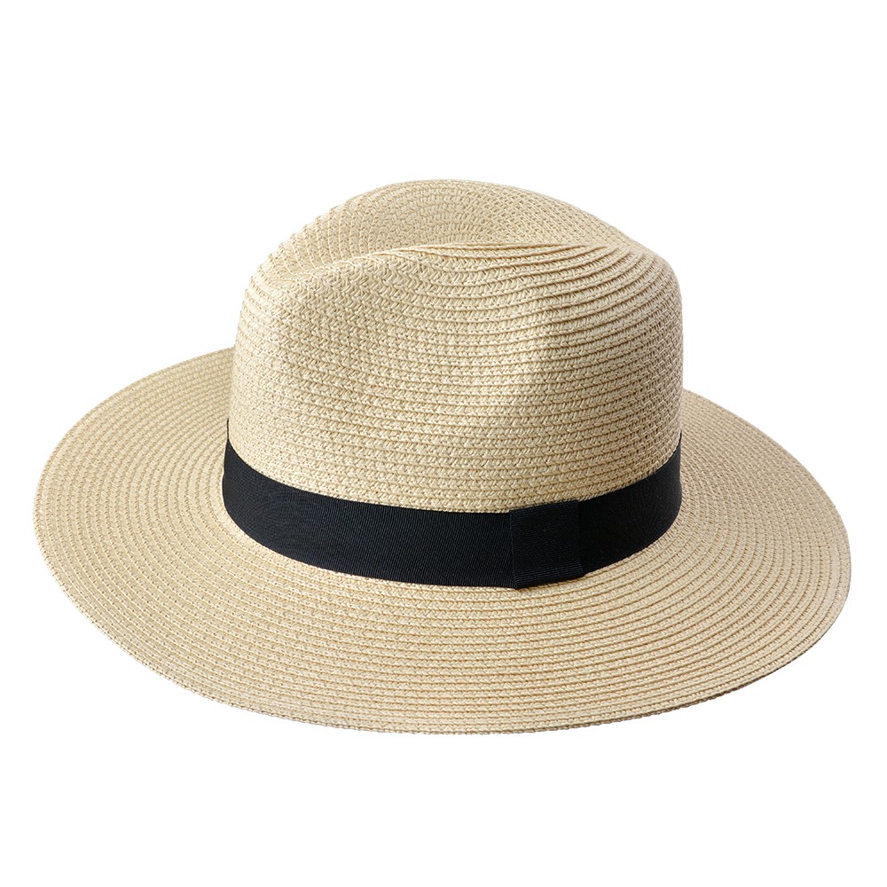 Béžový dámský sluneční klobouk se zdobnou stuhou Clayre & Eef