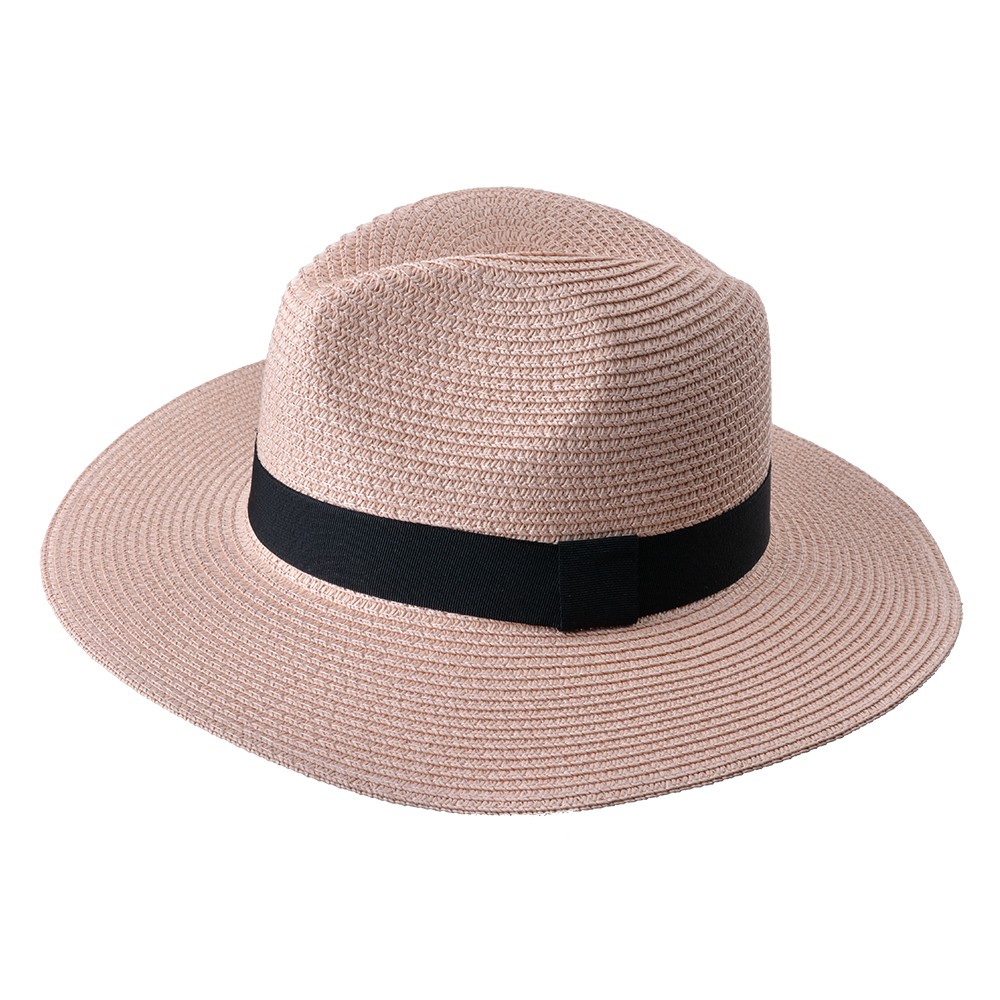 Růžový dámský sluneční klobouk se zdobnou stuhou Clayre & Eef