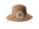 Hnědý sluneční dámský klobouk s kopretinou