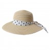Dámský klobouk béžový s puntíkatou mašlí