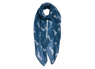 Modrý šátek s jezevčíky Huntie blue - 80*180 cm