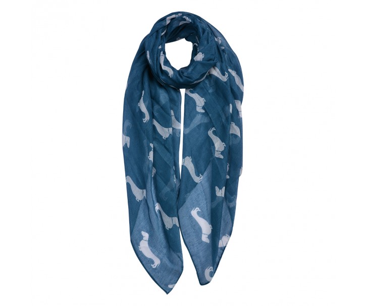 Modrý šátek s jezevčíky Dachshund blue - 80*180 cm