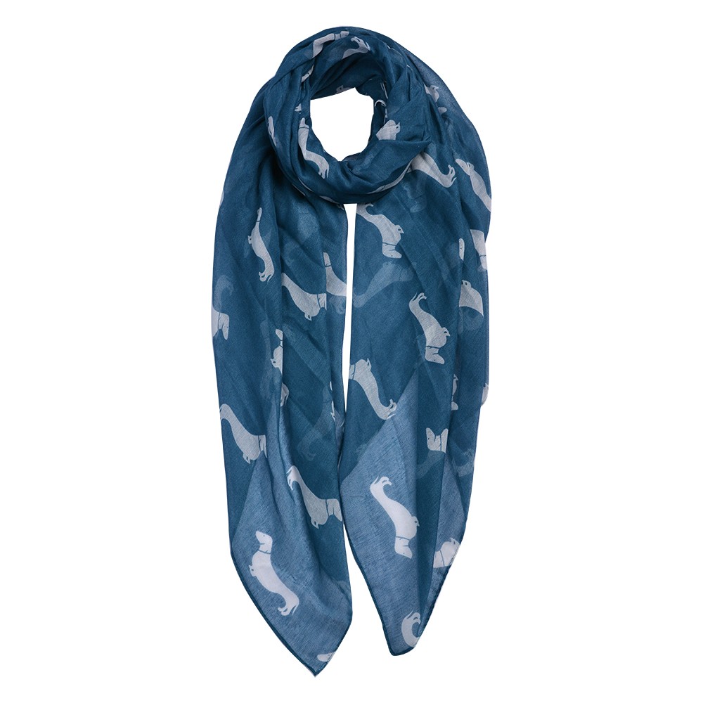 Modrý šátek s jezevčíky Dachshund blue - 80*180 cm Clayre & Eef