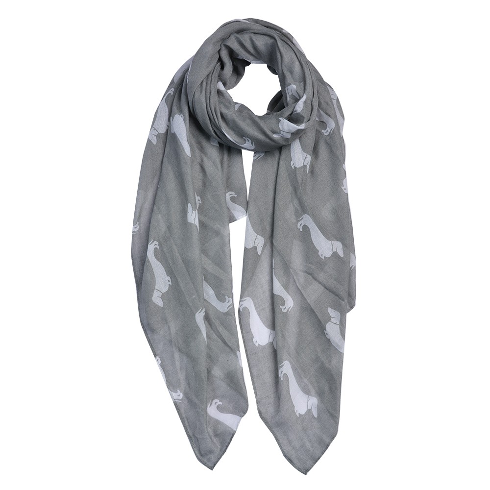 Šedý šátek s jezevčíky Dachshund grey - 80*180 cm Clayre & Eef