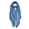 Modrý šátek s jemnými kvítky a ptáčky - 80*180 cm Barva: modráMateriál: SynthetischHmotnost: 0,087 kg