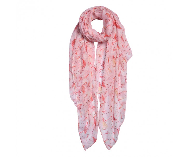 Růžový šátek s plameňáky Print Pink - 80*180 cm