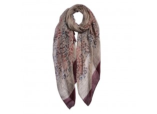 Béžový šátek s vínovým lemem Print Red - 70*180 cm