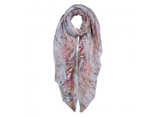 Bílý dámský šátek s barevnými vzory - 90*180 cm