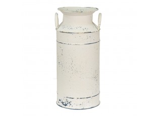 Krémová antik dekorativní plechová konev na mléko - 21*20*42 cm