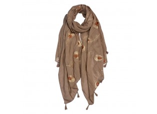 Hnědý šátek s vyšívanými pavími pery Stokie - 70*180 cm
