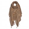 Hnědý šátek s vyšívanými pavími pery Stokie - 70*180 cm Barva: hnědáMateriál: SynthetischHmotnost: 0,14 kg