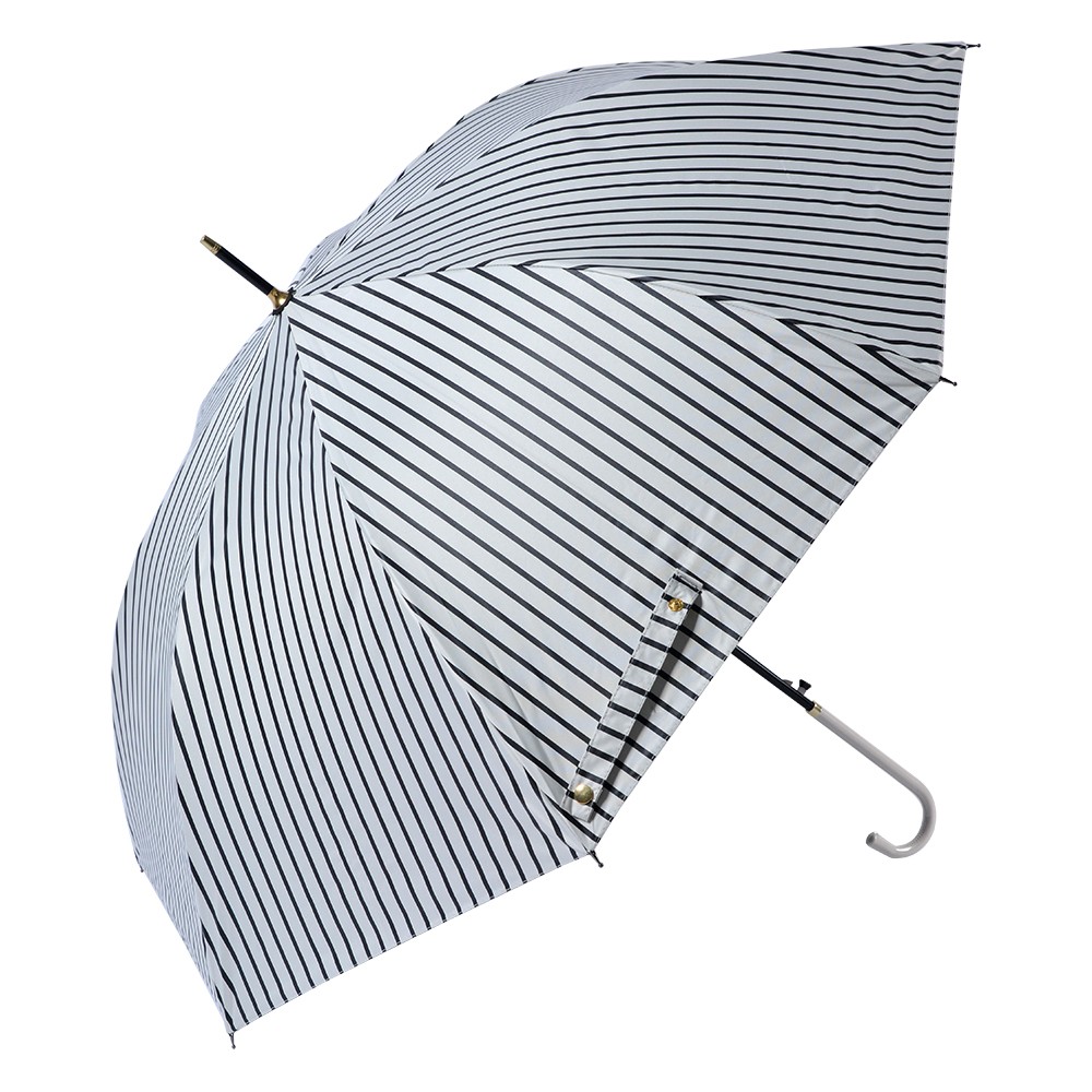 Bílo-černý deštník pro dospělé s pruhy - Ø100*88 cm Clayre & Eef