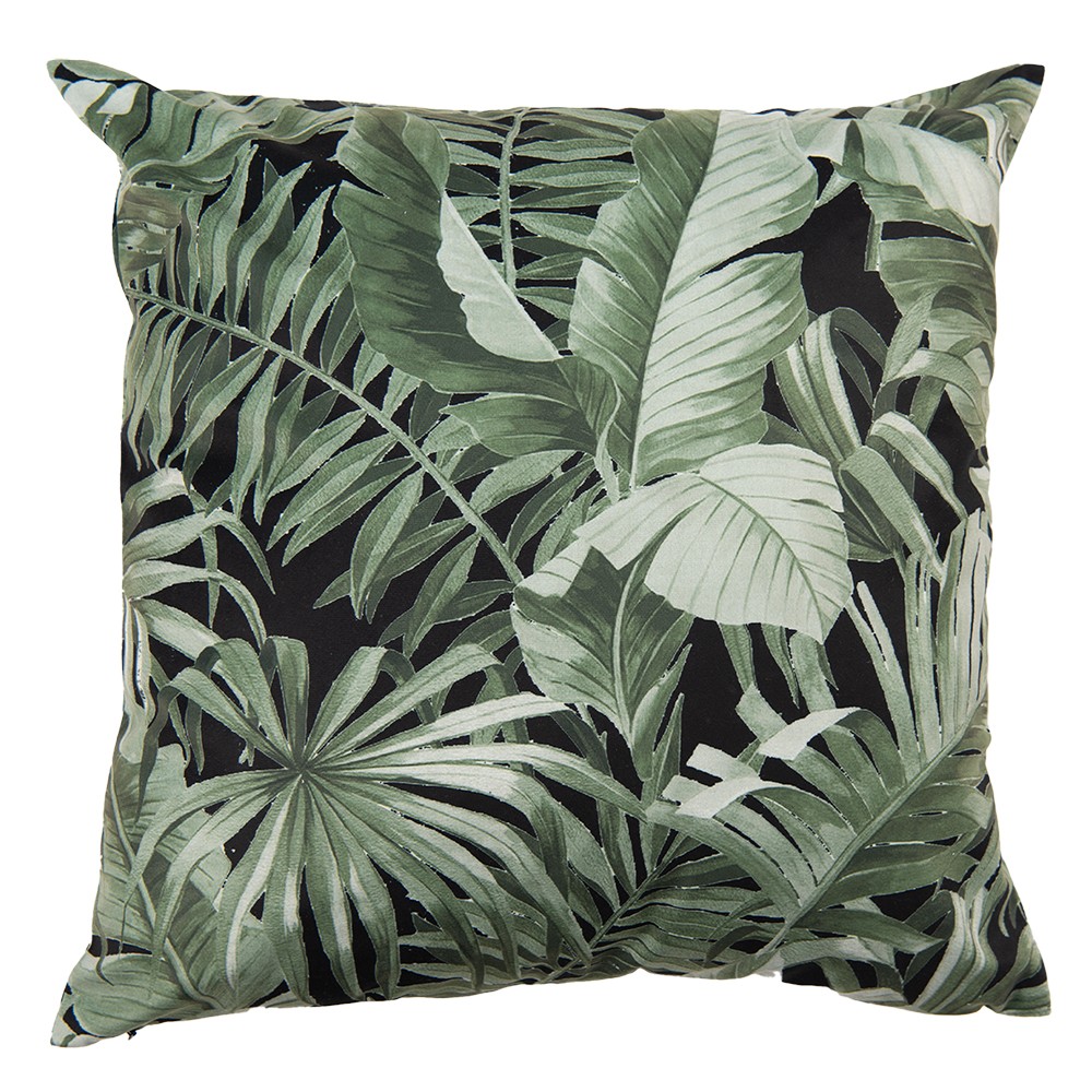 Povlak na polštář se zelenými palmovými listy - 45*45 cm Clayre & Eef