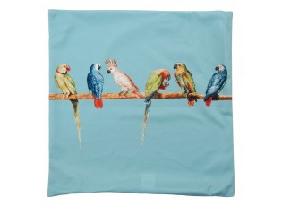Tyrkysový povlak na polštář s papoušky na tyči - 45*45 cm