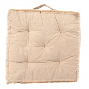 Vyšší tmavě béžový podsedák s uchem a krátkým třepením Sally - 45*45*8 cm