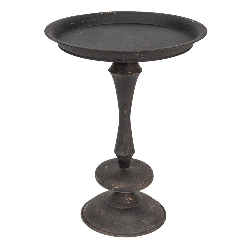 Černý antik kovový odkládací stolek Brusio - Ø 49*67 cm Clayre & Eef