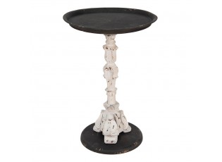 Černo-bílý antik kovový stolek Mikael - Ø 43*65 cm