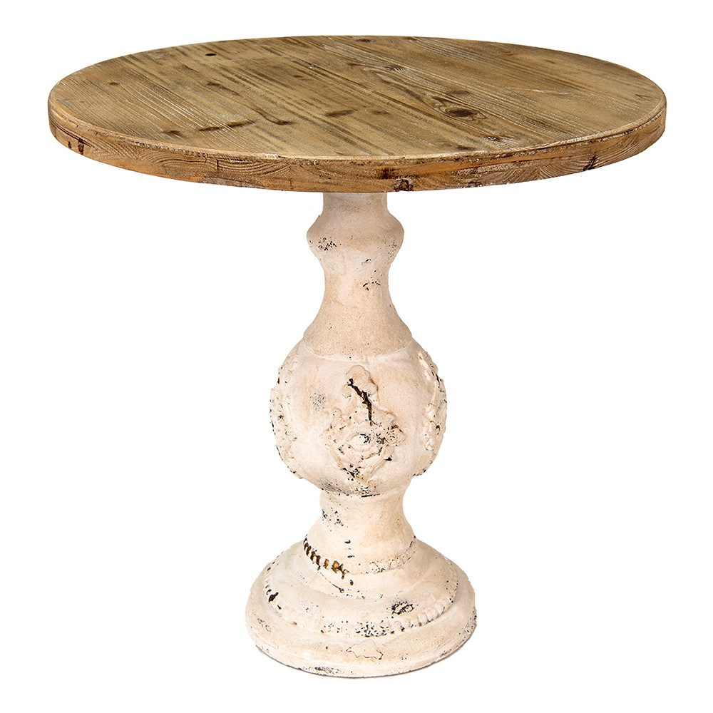Dřevěný antik odkládací stůl Vionia - Ø 75*75 cm Clayre & Eef