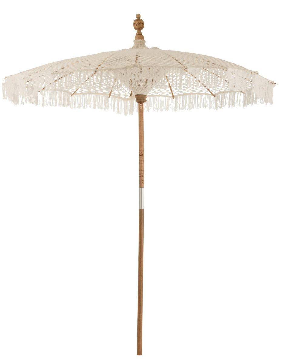 Přírodní drhaný slunečník s dřevěnou tyčí Macrame - ∅200*250 cm J-Line by Jolipa