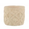 Béžový cementový květináč s drhaným vzorem Ibiza Macrame - Ø16*13 cmBarva: béžováMateriál: cementová směs