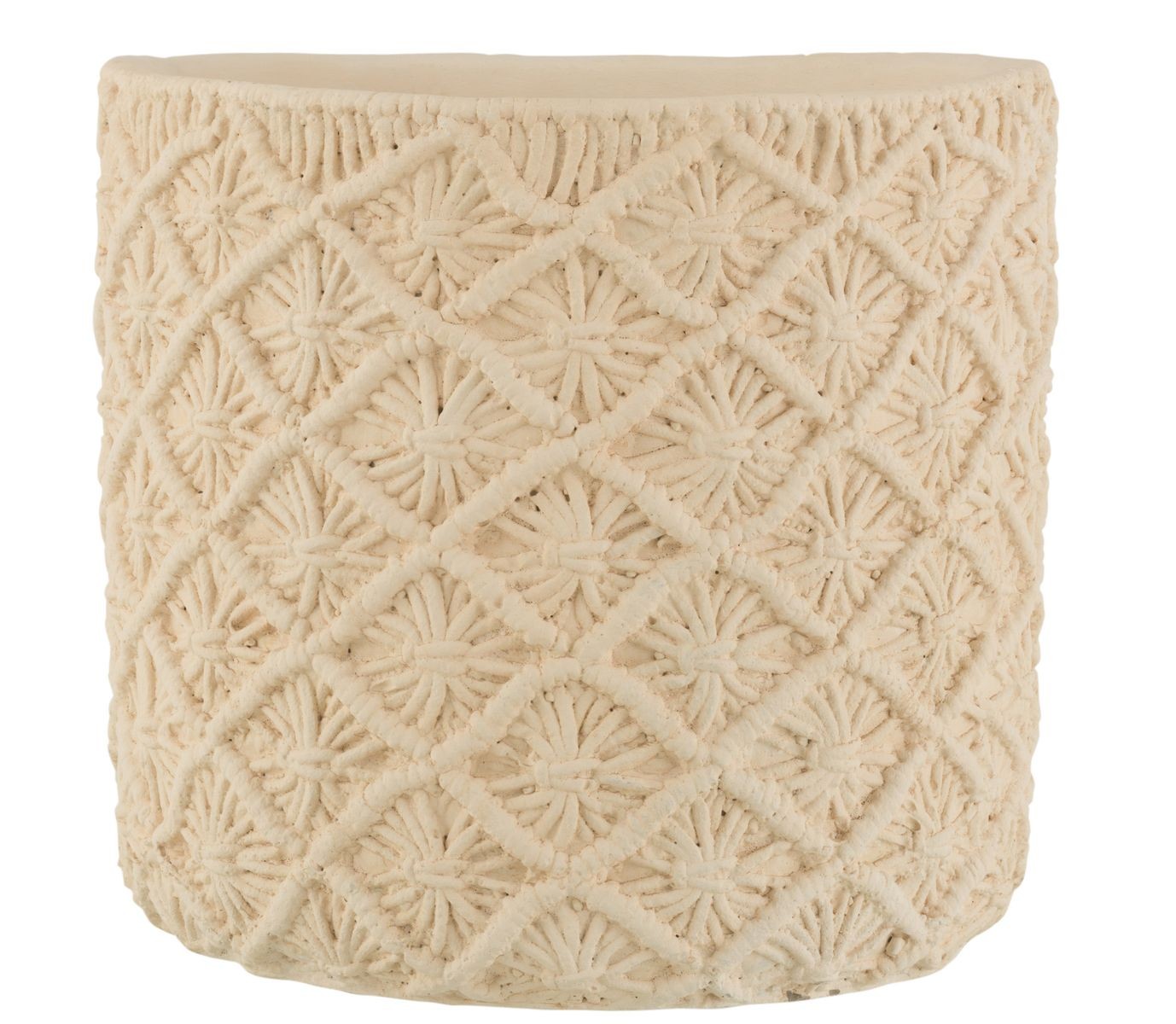 Béžový cementový květináč s drhaným vzorem Ibiza Macrame - Ø30*28 cm