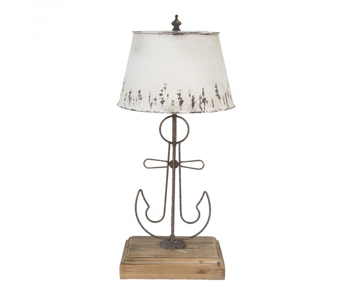 Krémová antik stolní lampa s kotvou a kovovým stínidlem - Ø 35*79 cm