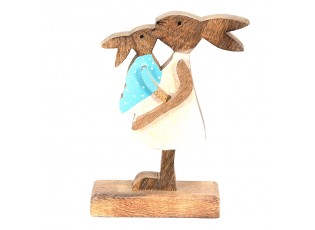 Dekorace Socha Králík Hnědá, Růžová 15*6*22 cm - 15*6*22 cm