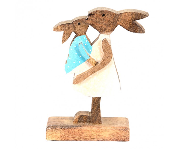 Dekorace Socha Králík Hnědá, Růžová 15*6*22 cm - 15*6*22 cm Clayre & Eef