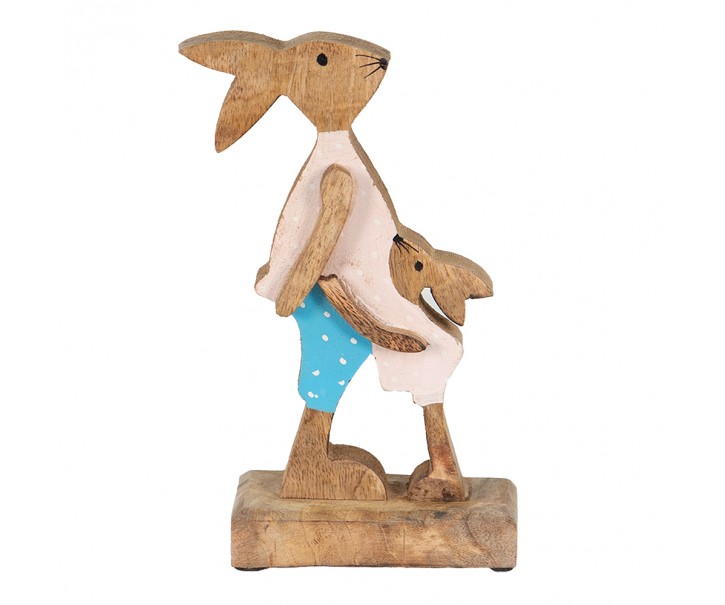 Dekorace Socha Králík Hnědá, Modrá 12*6*22 cm - 12*6*22 cm Clayre & Eef