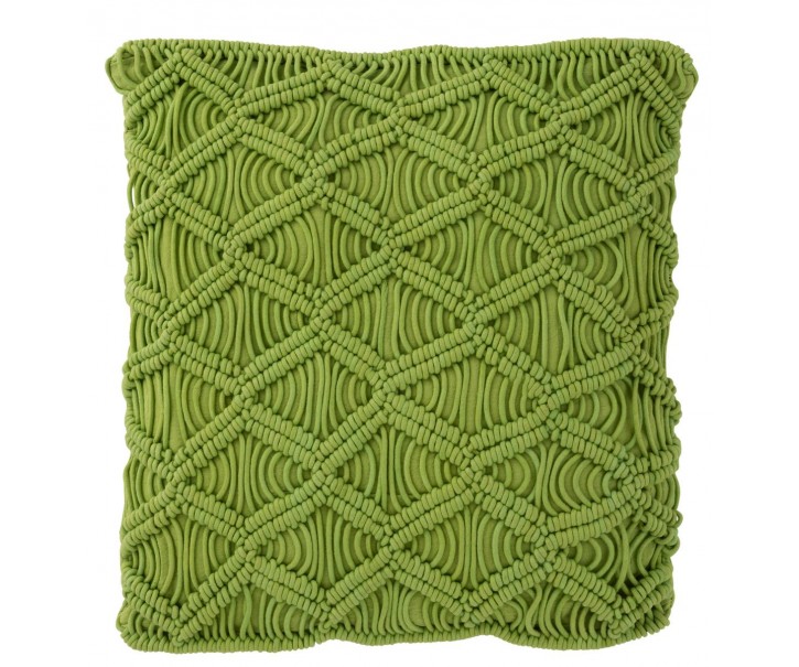 Pistáciově zelený polštář s výplní Macrame - Ø 45*10 cm