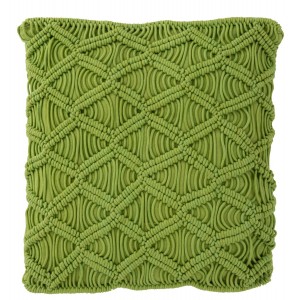 Pistáciově zelený polštář s výplní Macrame - Ø 45*10 cm