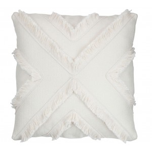 Krémový polštář s třásněmi Fransen white off - 40*14*40cm