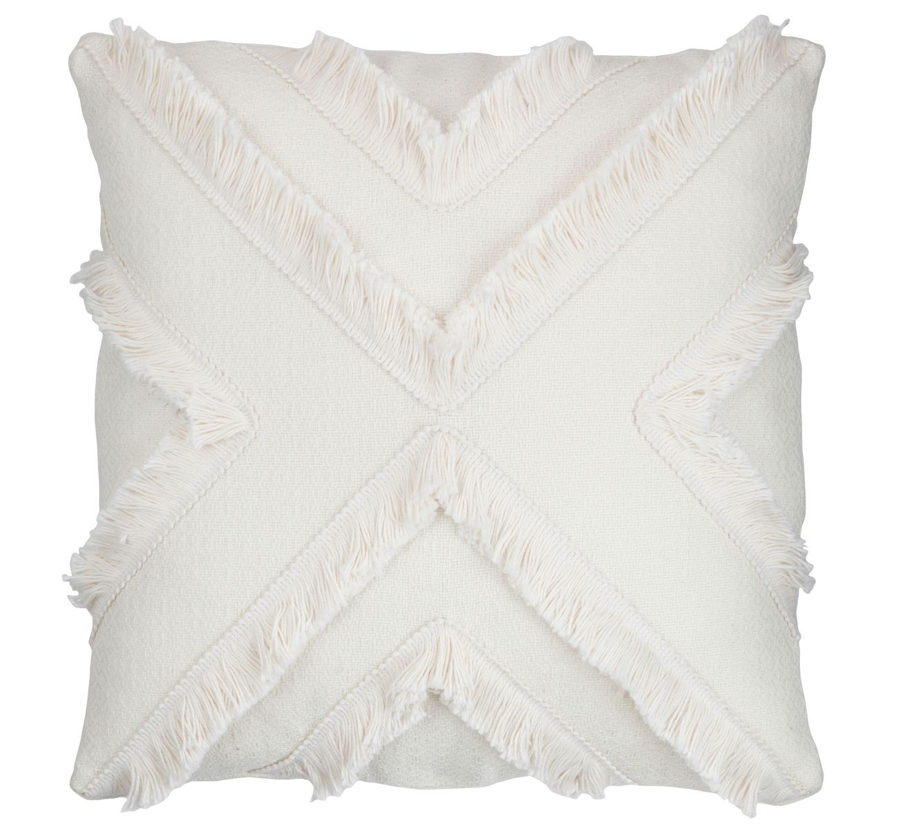 Krémový polštář s třásněmi Fransen white off - 40*14*40cm