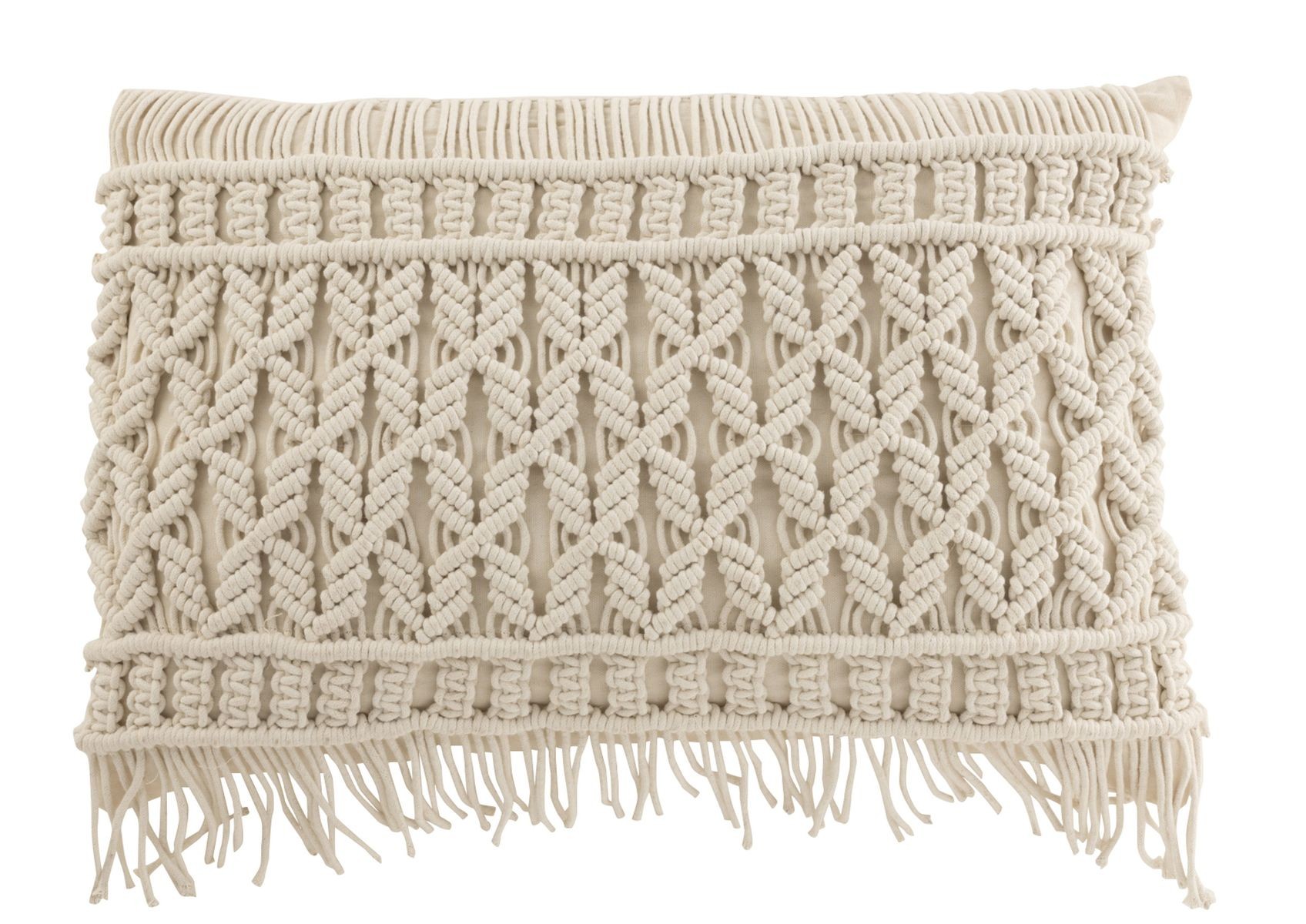 Bílý polštář s drhaným vzorem Macramé Cosy - 60*15*40 cm