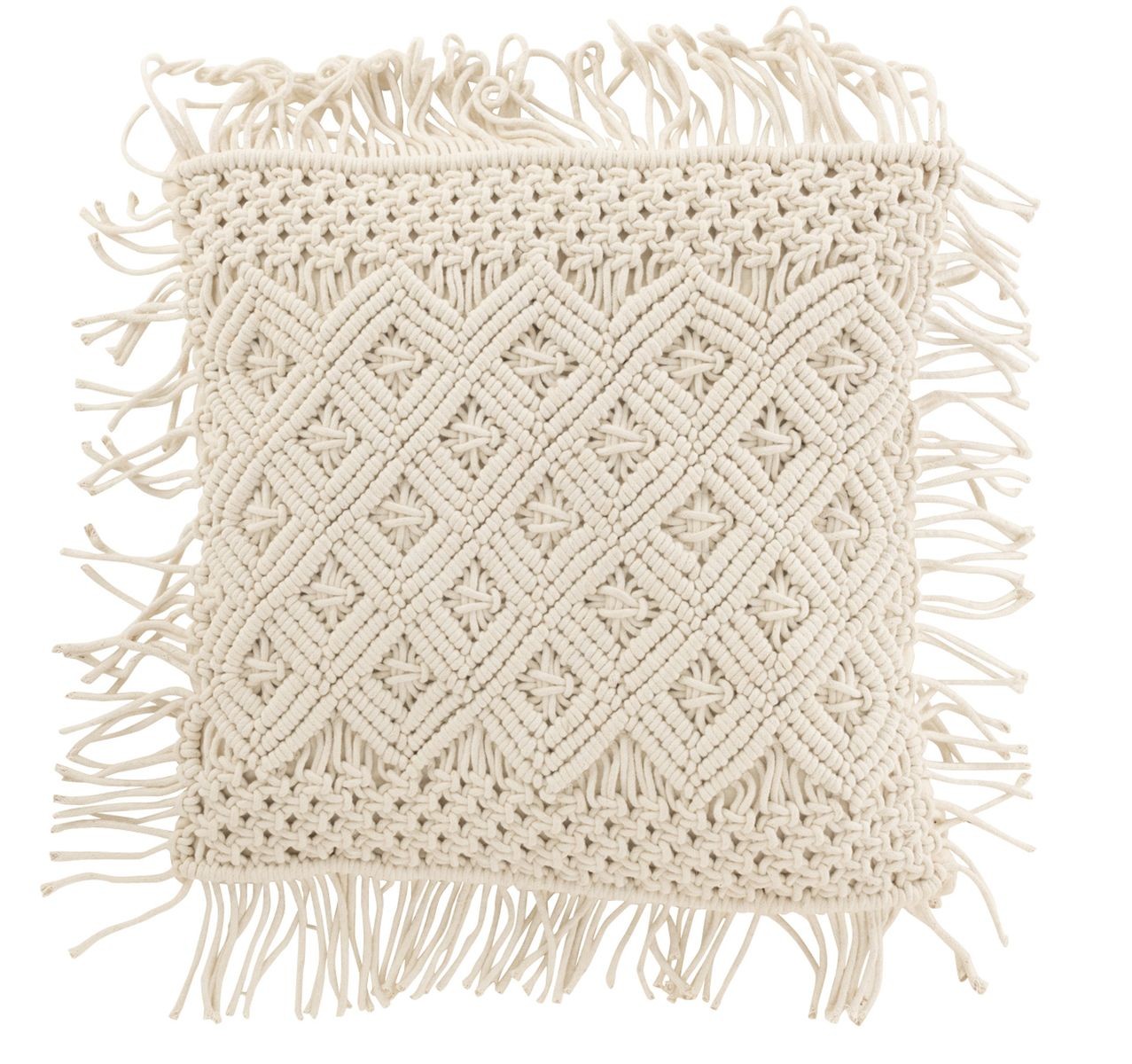 Přírodně bílý polštář s drhaným vzorem Macramé Cosy - 50*12*50 cm