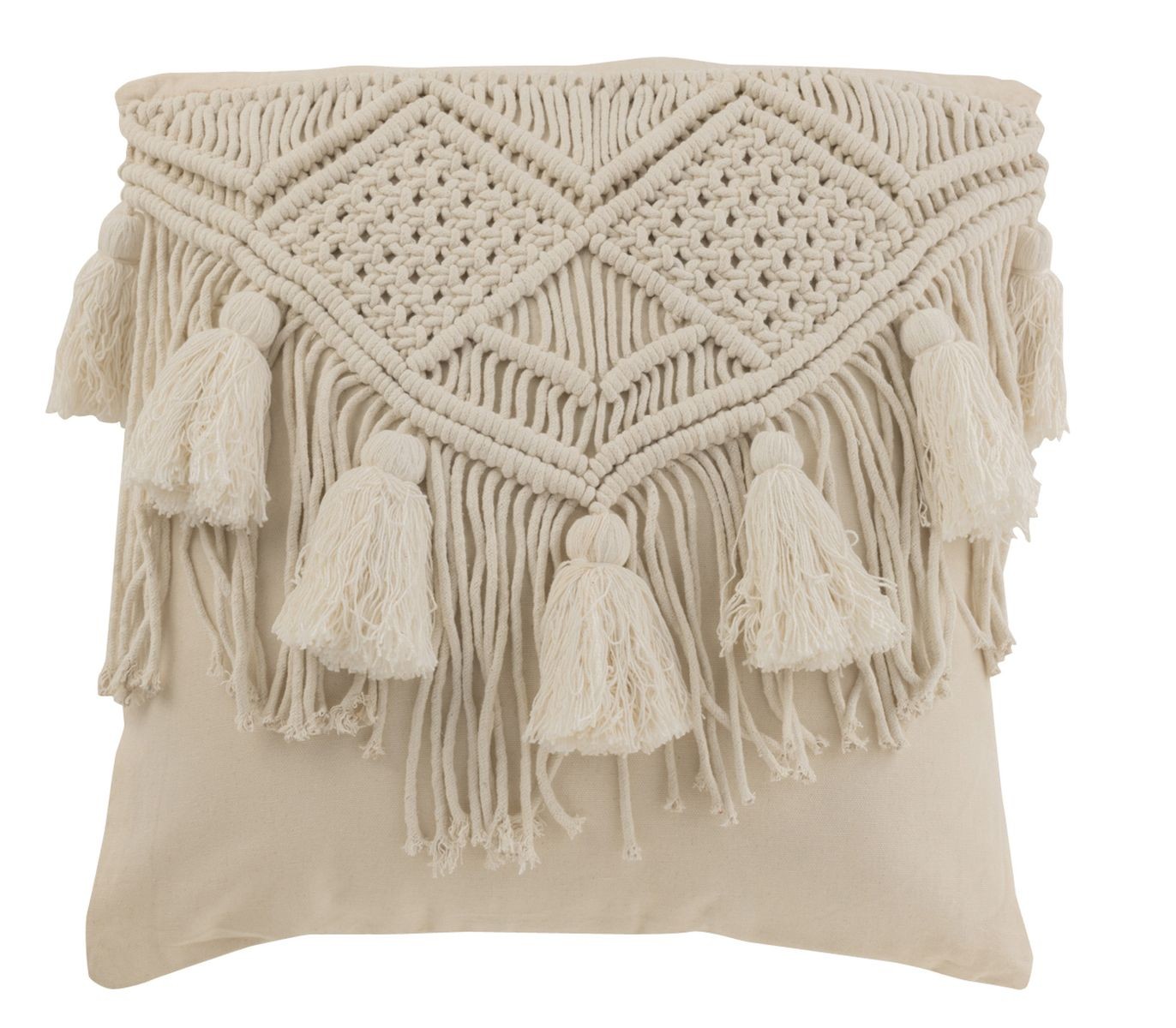 Přírodní polštář s drhaným vzorem a střapci Macramé Cosy - 45*17*45 cm