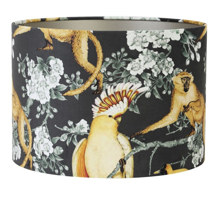 Černé sametové stínidlo na stolní nebo stojací lampu Jungle - Ø 40* 30cm/ E27