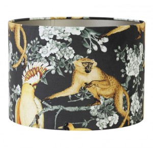 Černé sametové stínidlo na stolní nebo stojací lampu Jungle - Ø 40* 30cm/ E27