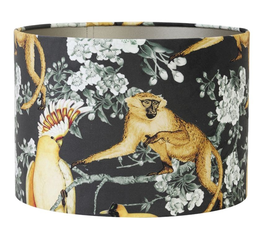 Černé sametové stínidlo na stolní nebo stojací lampu Jungle - Ø 40* 30cm/ E27