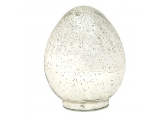 Stříbrné dekorativní vejce s popraskanou strukturou - 10*10*14 cm