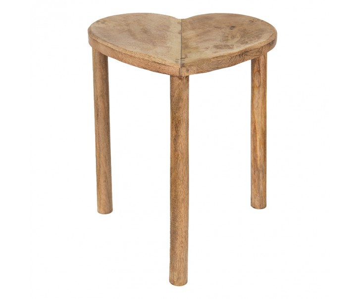 Příruční dřevěný dekorační stolek ve tvaru srdce Heartimé - 39*34*40 cm