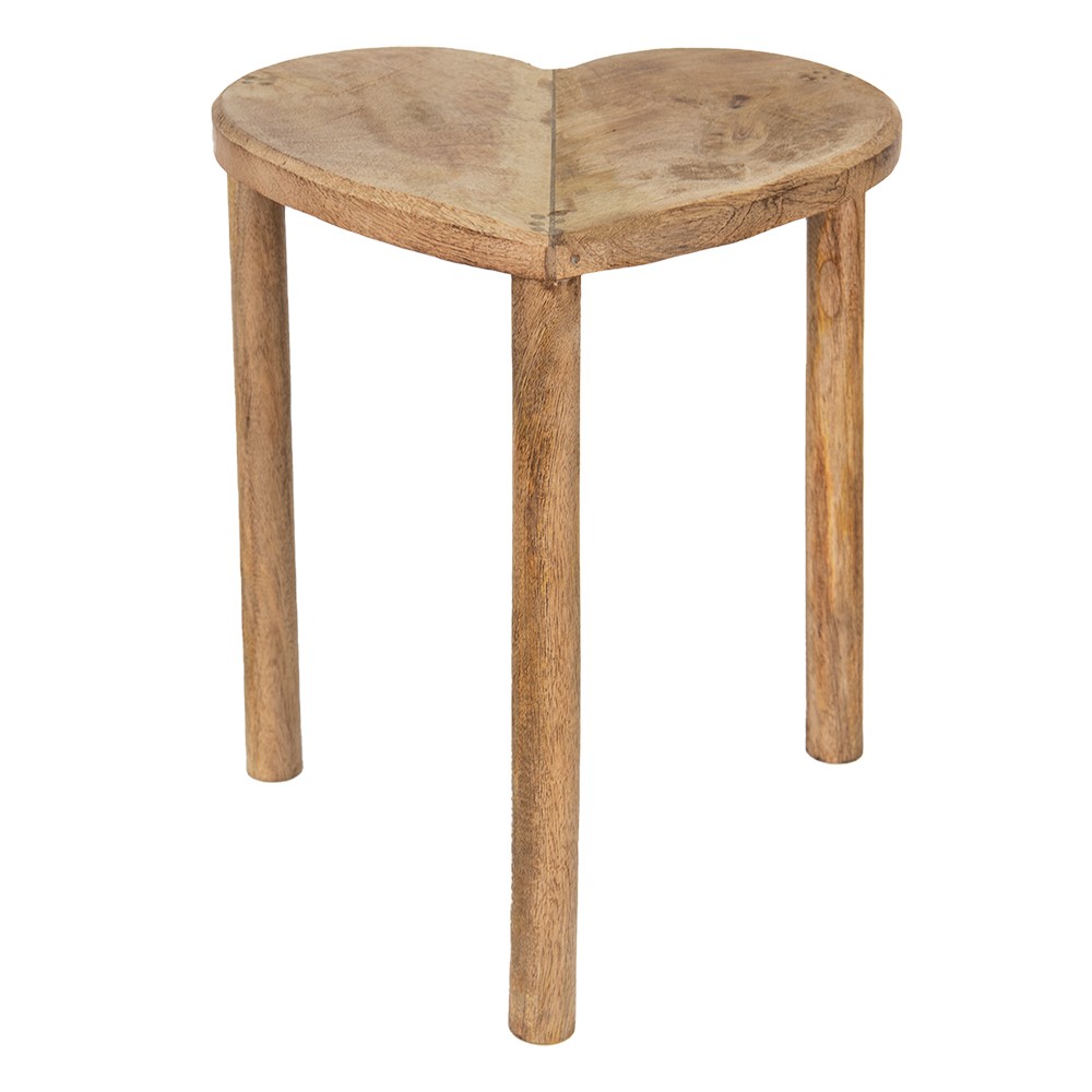 Příruční dřevěný dekorační stolek ve tvaru srdce Heartimé - 39*34*40 cm Clayre & Eef