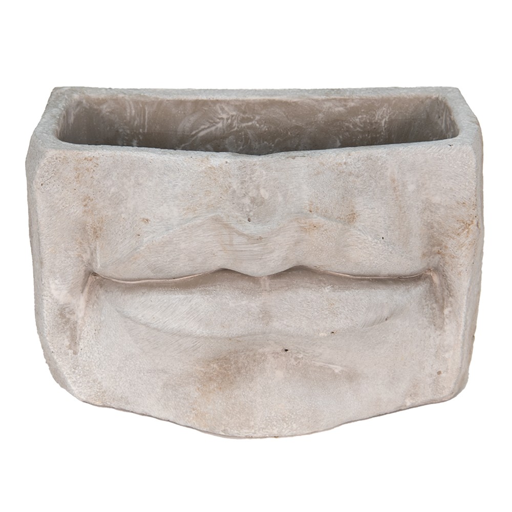 Usměvavý cementový květináč Mouth - 21*13*14 cm Clayre & Eef
