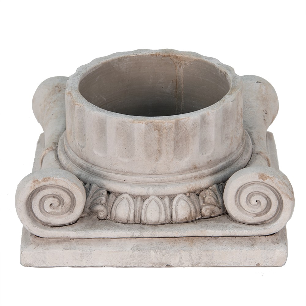Cementový květináč ve tvaru hlavice antického sloupu Dórský - 21*21*11 cm Clayre & Eef