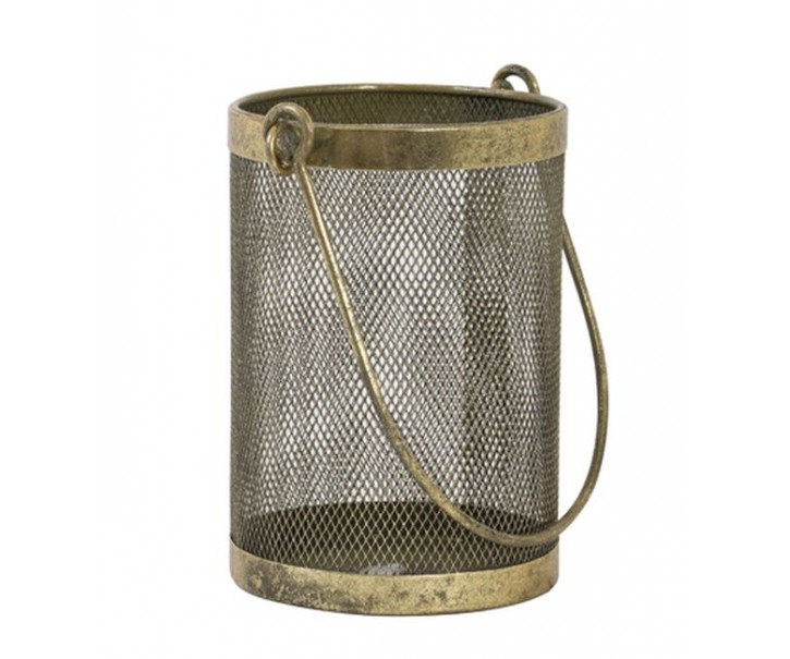 Bronzová antik kovová lucerna Tempan - Ø 10*14 cm