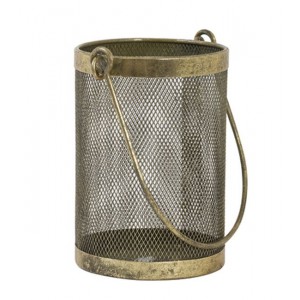 Bronzová antik kovová lucerna Tempan - Ø 10*14 cm